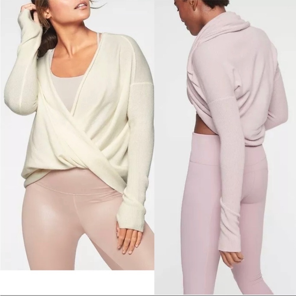 Athleta Cozy Wrap-Front Women's cashmere/wool Blend Sweater in Cream